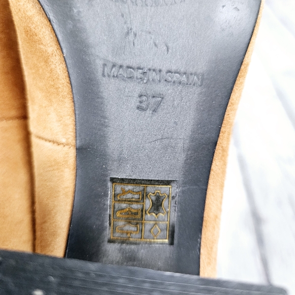 L'INTERVALLE | suede leather chunky block heel pointed toe pumps shoes - Picture 10 of 11